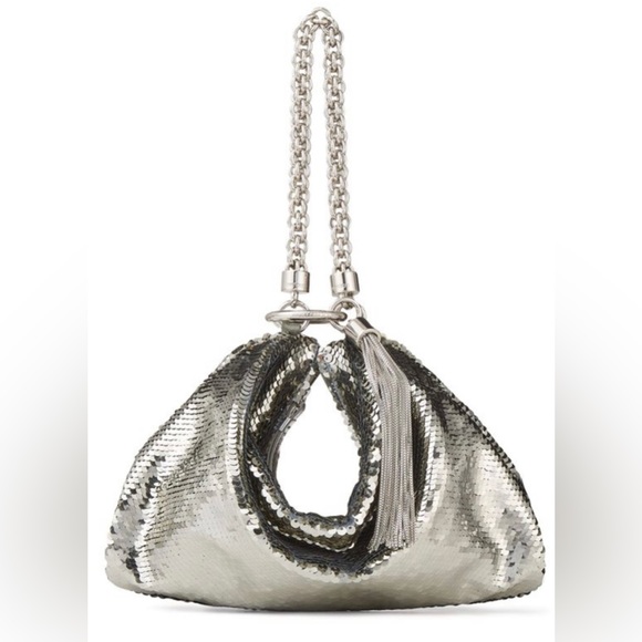 Jimmy Choo Handbags - Jimmy Choo Medium Sequin Callie Clutch embellished bag. Metallic. EUC